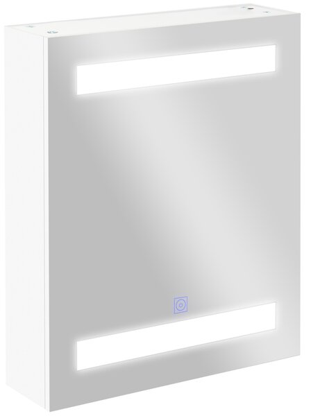 Mobile da bagno con specchio, design moderno con luci a LED, 3 Ripiani Interni e Cerniere ammortizzate, 60 x 50 x 15cm, Bianco| Aosom Italy