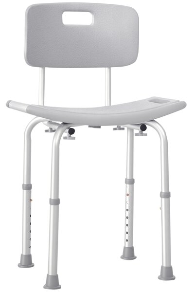 HOMCOM Sedia da Doccia per Bagno in Alluminio e Plastica Altezza Regolabile 8 Livelli 71-88cm Piedini Antiscivolo|Aosom