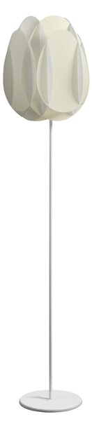 Lampada da TERRA con Paralume in sandylex FLORA e struttura in acciaio lucido �40xh 195 cm - 5 kG Paralume in Sandylex bianco perlato