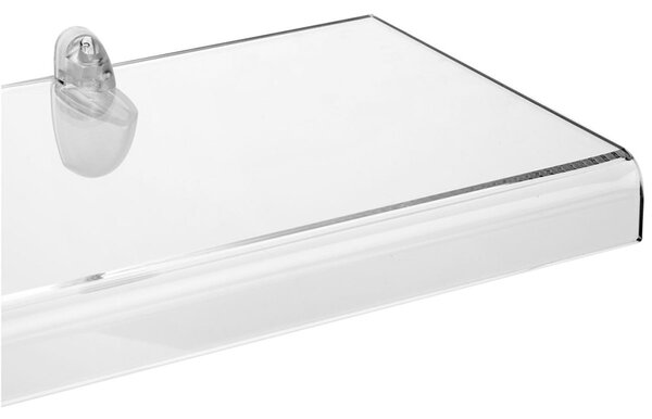 Mensola da muro 90x22 cm PLANA in metacrilato Plana grande Portata max: 12 kg fissaggio con supporti in policarbonato colore trasparente