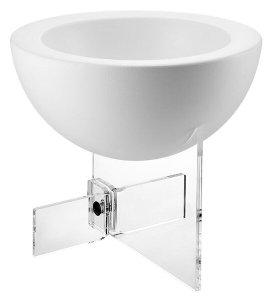 Fioriera singola con base Erbavoglio 1 Dimensioni �40xh34 cm base in Cristallo acrilico in Poliestere Stampato Bianco