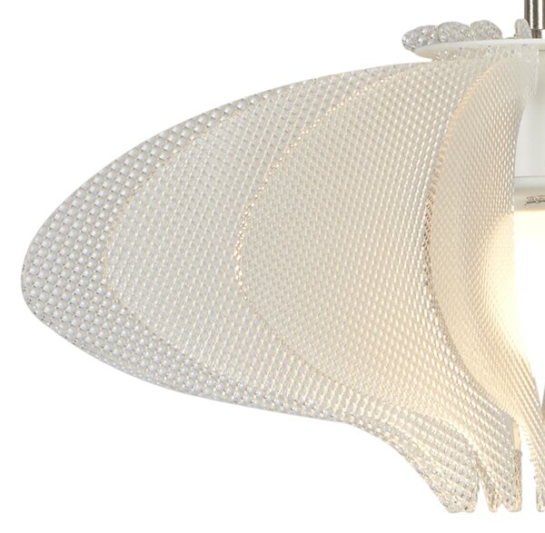 Sospensione in metacrilato Trasparente Spectall CIGNO � 52xh27 cm Struttura in metallo cromato verniciato bianco