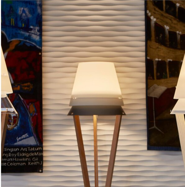 Lampada da TERRA Struttura in legno massello Frassino Lucio � 43xh 175 cm - 5,2 kG Paralume in Sandylex bianco Grigio