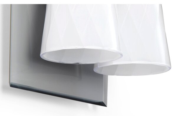 Applique da muro 2 Luci struttura e Paralume in metacrilato Dimensioni 20x20xh 20 cm- peso 0,800 kg colore grigio
