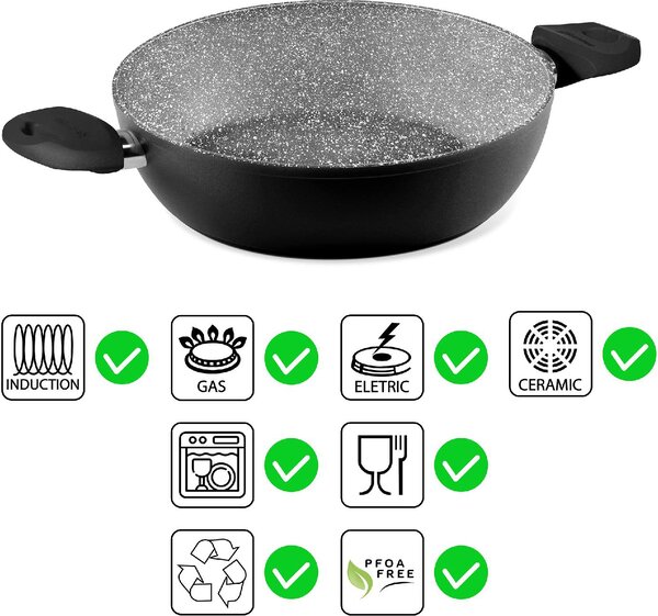 Aeternum Tegame a Induzione in Alluminio 2 Manici cm 24 - Black Pearl