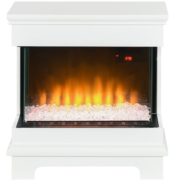 HOMCOM Caminetto Elettrico a 10 Colori con Spegnimento Automatico e Timer da 12h, 61x28x66.5 cm, Bianco|Aosom