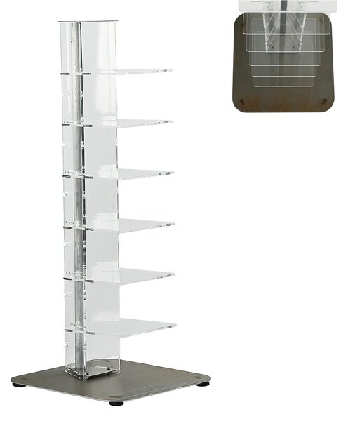 Libreria da terra in metacrilato 6 ripiani ZIA ADELE 35x35xh100 cm base e asta centrale inox retr�
