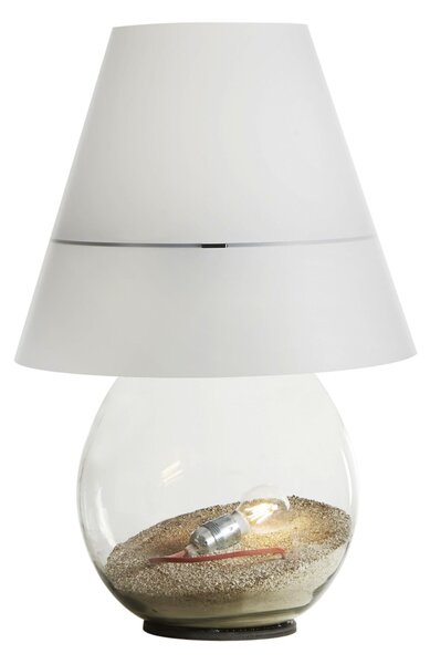 Lampada da Tavolo per interno in vetro BOMBONNE MINI � 46xh 68 cm - peso 13,5 kg Paralume in Policarbonato trasparente bianco latte