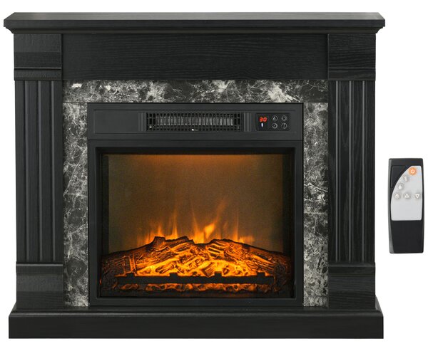 HOMCOM Camino Elettrico da Incasso a Terra con Timer, Fiamma e Temperatura Regolabile, 80x21.6x67.8 cm, Nero