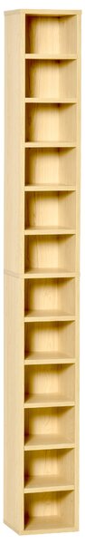 HOMCOM Mobile Libreria Porta CD a 12 Ripiani per 204 CD, in MDF e Truciolato, 21x20x175 cm, color Legno