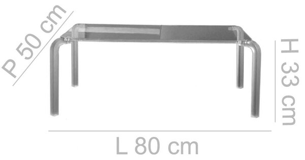 Tavolino rettangolare basso 83x50xh33 cm FINNY 6 - in metacrilato trasparente Portata max: 15 kg