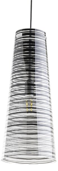 Sospensione con paralume conico PIXI �25xh60 cm in policarbonato Stampato trasparente Nero