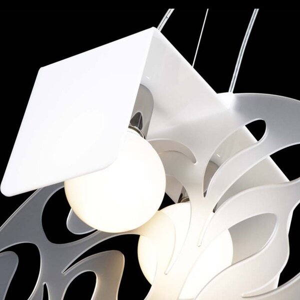 Lampadario a sospensione paralume in opal diametro 60 Gong bianco satinato