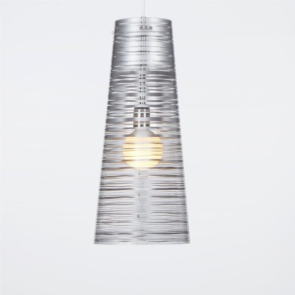 Sospensione con paralume conico PIXI �25xh60 cm in policarbonato trasparente Argento