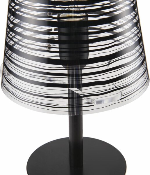 Lampada da tavolo Abatjour con Paralume in policarbonato PIXI diametro 16x16x h28 cm con paralume in policarbonato stampato Nero