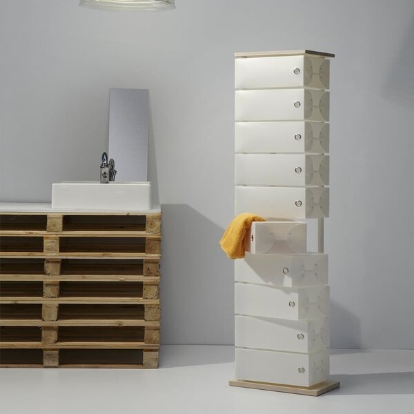 Scarpiera Contenitore Multiuso Fluida Wood 10 Cassetti 45x25.5xh168 cm