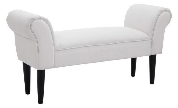 HOMCOM Panca Fondo Letto Imbottita di Design con Braccioli Arrotolati, 102x31x51cm, Bianco