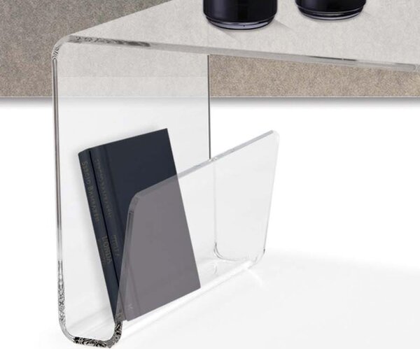 Tavolino Porta TV 40x40xh51 cm COMMA struttura in metacrilato trasparente