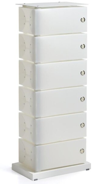 Scarpiera Fluida WHITE 6 Cassetti 41x25.5h104 in polipropilente bianco Perla