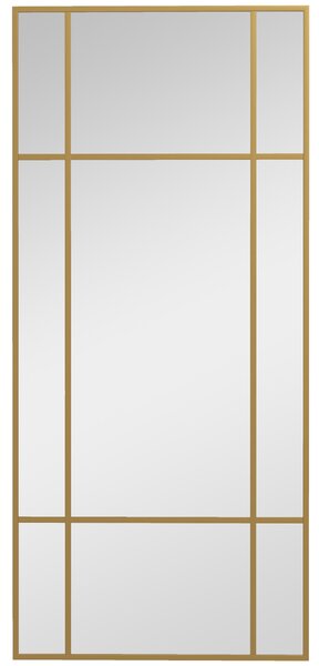 HOMCOM Specchio da Parete Stile Finestra con Montaggio Verticale e Orizzontale, 110x50cm, Oro|Aosom