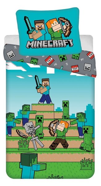 Set copripiumino e federa da bambini in cotone per letto singolo 140x200 cm Minecraft "We got this" – Jerry Fabrics