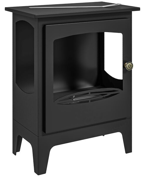 HOMCOM Camino a Bioetanolo con Estintore fiamma e Bruciatore da 1.2L per 3 Ore di Durata, in Acciaio Inox, 36x26x54cm, Nero | Aosom Italy