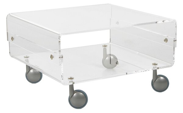 Tavolino, Carrello porta TV salotto TOMAS 56x50xh30 cm - peso 7,74 kg realizzato in plexiglas Curvato a Caldo Spessore 8 mm