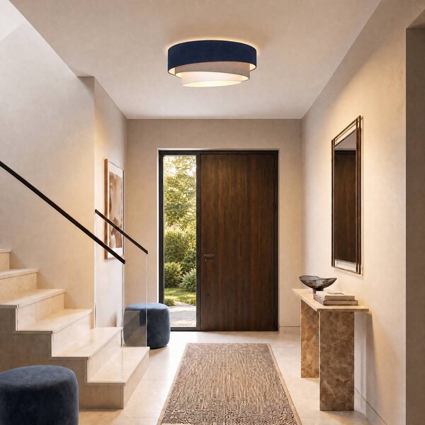 Plafoniera soffitto Trio Duolla, Blu, Cucina, Tessuto / Stoffa / Seta, Giovanile, Plafoniera