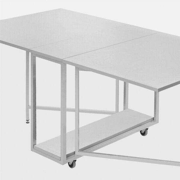 Tavolo chiudibile con portasedie e 6 sedie nere laminato con ruote cornice Laminata 172x92x73h Archimede richiudibile in 34 centimetri bianco con 6 sedie nere prodotto consegnato Montato