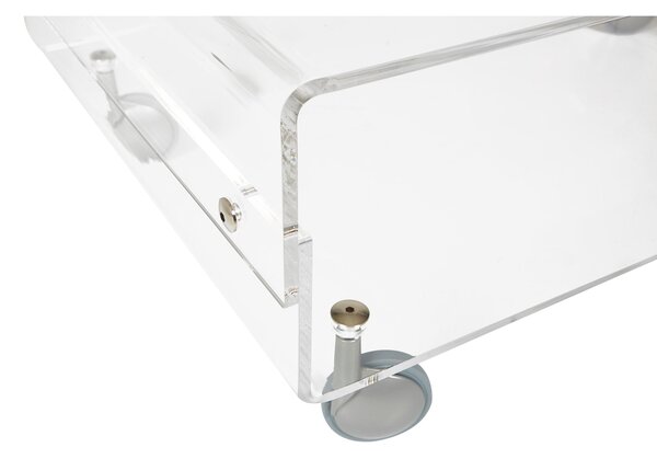 Tavolino, Carrello porta TV salotto DAVIS 84x50xh30 cm - peso 10 kg realizzato in plexiglas Curvato a Caldo Spessore 8 mm