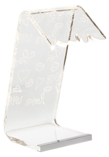 Lampada da Tavolo in polimetalcrilato corpo illuminante a LED 12x18x26 h cm -led 2 W - 24 volt incisioni Love