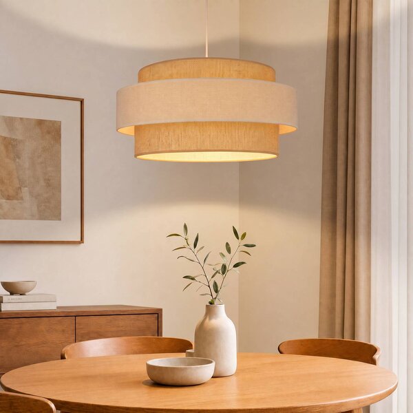 Lampada a sospensione Space Duolla, Crema / Ambra, Camera da letto, Tessuto / Stoffa / Seta, Giovanile, Lampada a sospensione