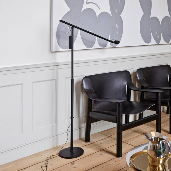 HAY Lampada da terra Fifty-Fifty, dimmerabile, Nero, Soggiorno / Sala da pranzo, Alluminio, Design, Lampada da terra