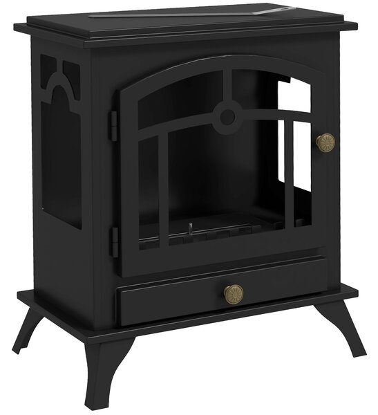 HOMCOM Camino Bioetanolo da terra con Bruciatore da 1.2L per 3 Ore di Durata, Stile Classico in Acciaio, 45x28x54cm, Nero | Aosom Italy
