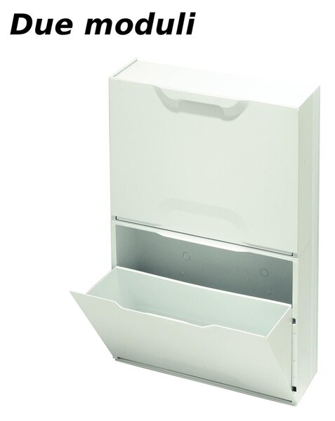 Scarpiera modulare in polipropilene bianco 51x17xh47cm completa di elementi per fissaggio a parete