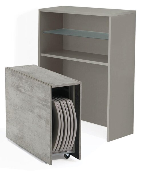 Libreria 96x37,5xh125 cm con tavolo chiudibile e sei sedie ZETA O FIRST chiudibili