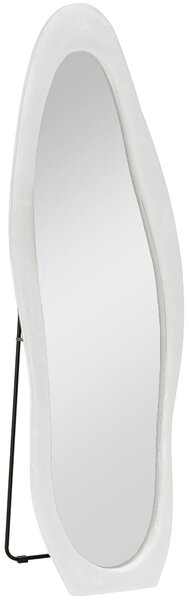 HOMCOM Specchio a Figura Intera con Cornice Ondulata in Velluto, Specchio da Terra e da Parete, 160x50 cm, Bianco