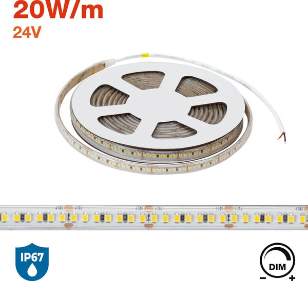 Striscia LED 24V 20W/m Alta Efficienza Professionale - IP67 - 5 metri