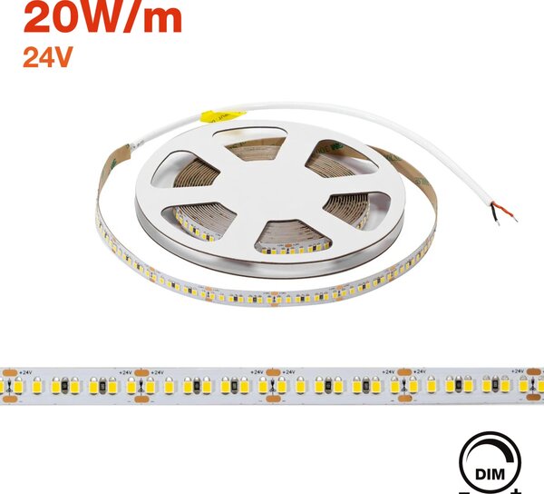 Striscia LED 24V 20W/m Alta Efficienza Professionale - IP20 - 5 metri