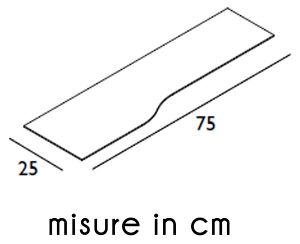 Mensola Sagomata Ala struttura portante in acciaio Verniciato Dimensioni 90x23x5h cm
