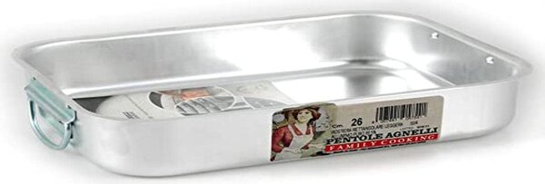 Pentole Agnelli Teglia Forno Lasagnera Rettangolare in Alluminio 35 x 26 cm colore Argento - Family Cooking