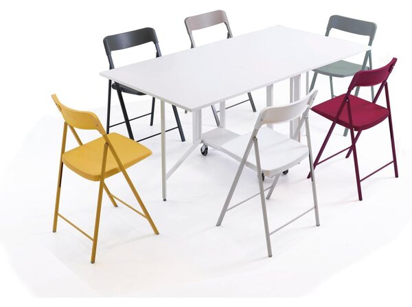 Tavolo chiudibile con portasedie laminato con ruote cornice Laminata 172x92x73h Archimede le chiusure posso essere scelte da diversi prodotto consegnato Montato