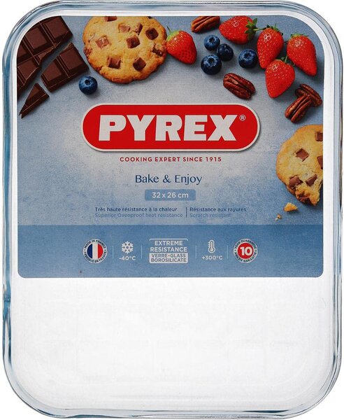 Pyrex Teglia Forno Rettangolare in Vetro Borosilicato 32 x 26 cm colore Trasparente - BAKE & ENJOY