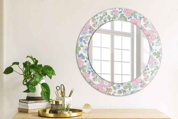 Specchio rotondo cornice con stampa Fiori delicati fi 50 cm