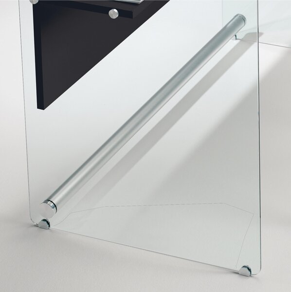 Scrivania Porta Computer 100x55x74h cm ripiano in vetro temperato da 10 mm con frontale Grigio Ardesia
