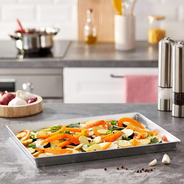Pentole Agnelli Teglia Forno per Pizza Rettangolare in Alluminio 40 x 30 cm colore Argento - Pasticceria
