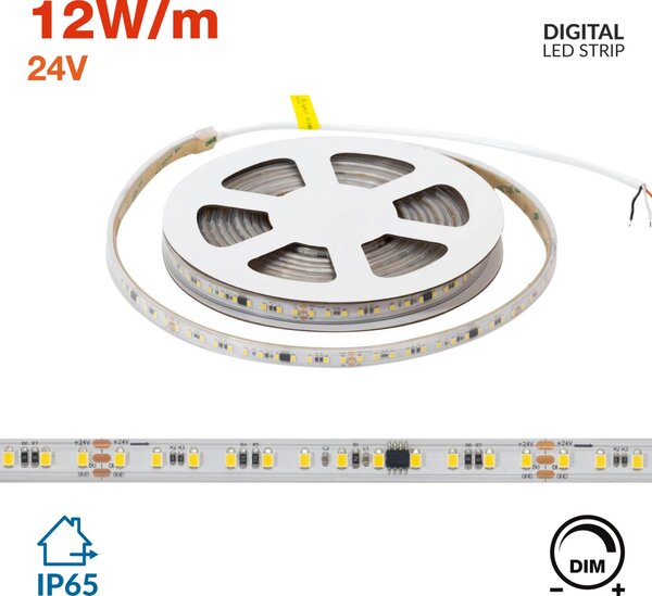Striscia LED Digitale 24V 12W/m RUNNING Professionale IP65 - 5 metri