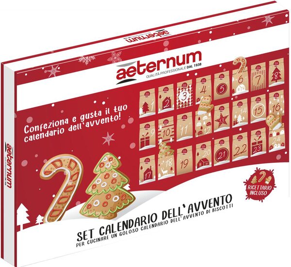 Aeternum Teglia Forno Rettangolare Rivestimento Petravera Plus con Stampi Penna e Ricettario - Set Calendario dell'Avvento