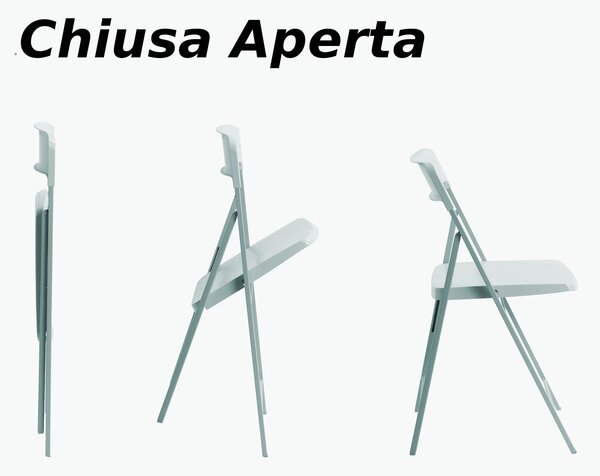 Sedia pieghevole richiudibile ZETA con struttura Alluminio chiusa ingombra solo 5 cm seduta e schienale in plastica Antracite