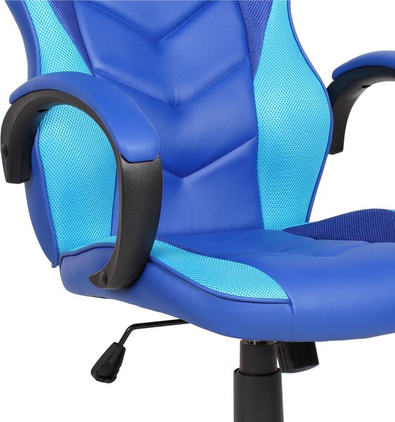 Poltrona Gaming modello LAS VERGAS gioco, computer ufficio in similpelle L61xP66xh104-114cm Colore Blu E Azzurra